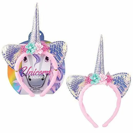 12" Metallic Unicorn Headband with Intricate Flower Detail Party Expo