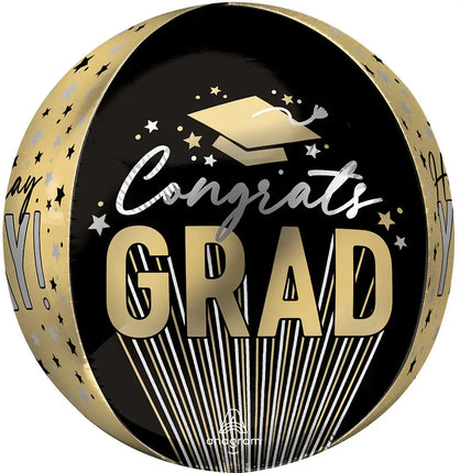 16" Stripes on Stripes Grad Orbz Mylar Balloon - G23 Party Expo