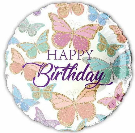18" Happy Birthday with Butterflies Mylar Balloon #252 Party Expo