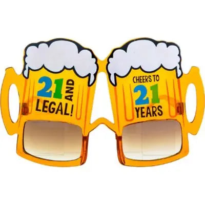 21st Brilliant Birthday - "21 & Legal" Beer Mug Sunglasses Party Expo