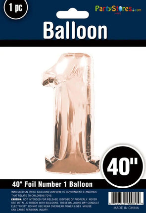 40" Number '1' Mylar Balloon - Rose Gold Party Expo