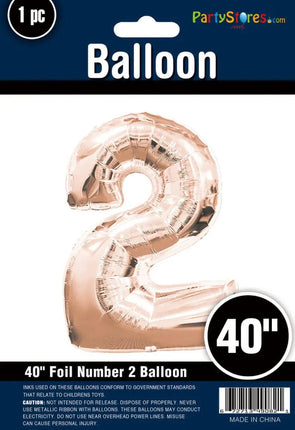 40" Rose Gold Number "2" Super Shape Mylar Balloon (1ct) Party Expo