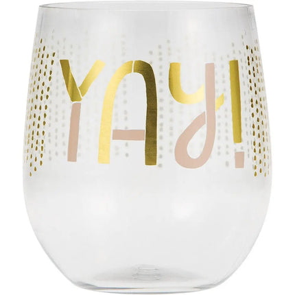 4oz "YAY!" Plastic Wine Glass Party Expo