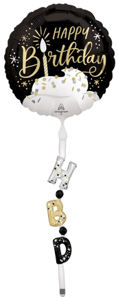 69" Black/Silver/Gold Birthday Airwalker Balloon Party Expo