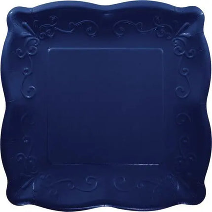 7" Embossed Navy Blue Square Plates (8ct) Party Expo