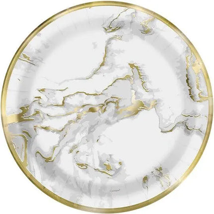 7" Foil Gold Marble Paper Plates Party Expo
