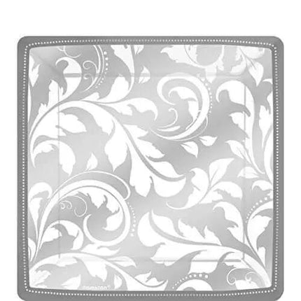 7" Silver Elegant Scroll Plates (8ct) Party Expo