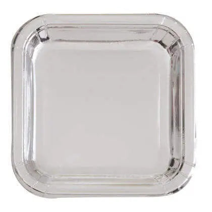 9" Silver Square Dinner Plates (8ct) Party Expo