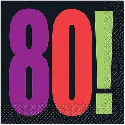 Birthday Cheer - 80th Birthday Party Lunch Napkins (16ct) - Party Expo