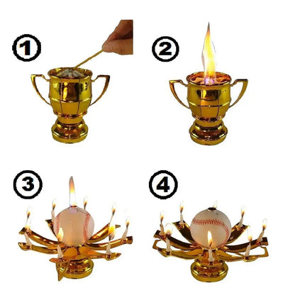 Exciting Candle Happy Birthday Baseball Trophy Party Expo