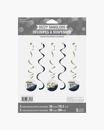 Navy & Gold Milestone Dizzy Danglers with Stickers Party Expo