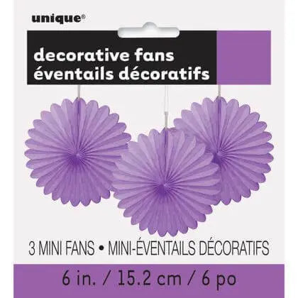 Paper Decorative Fan 6" Party Purple - 3 ct. Party Expo