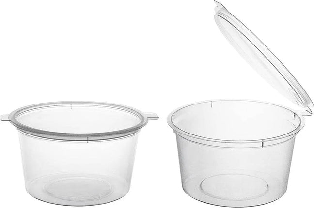 Plastic Portion Cups with Hinged Lid (100ct) - Party Expo