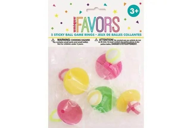 Sticky Ball Game Rings (5ct) - Party Expo