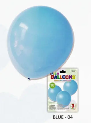 Trico - 18" Blue Latex Balloons (3ct) Party Expo