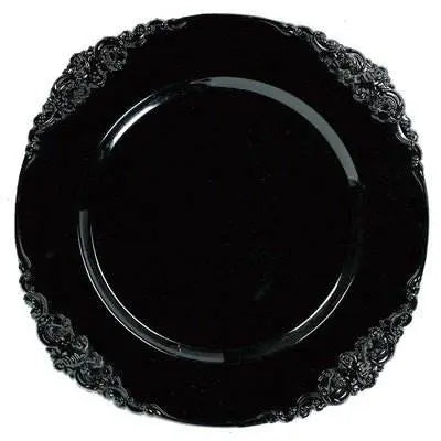Black Plastic Motif Charger - Party Expo