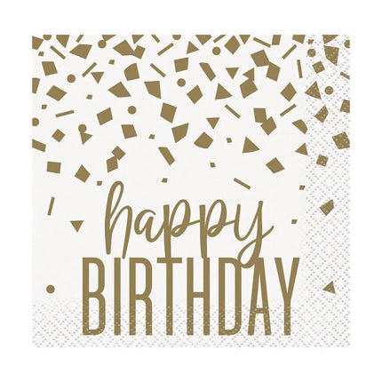Confetti Gold Birthday Beverage Napkins (16ct) - Party Expo