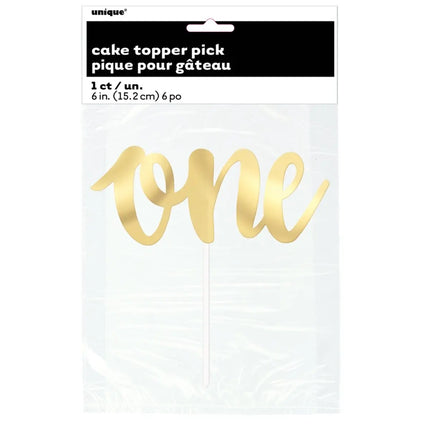Gold "One" Cake Topper Party Expo
