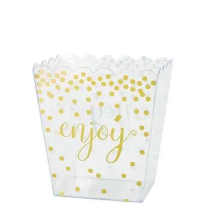 Gold Scalloped Container with "Enjoy" Print Party Expo