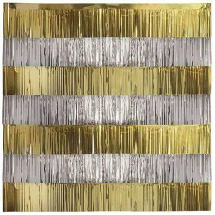 Gold & Silver Foil Fringe Garland Photo Backdrop Kit (5ct) - Party Expo
