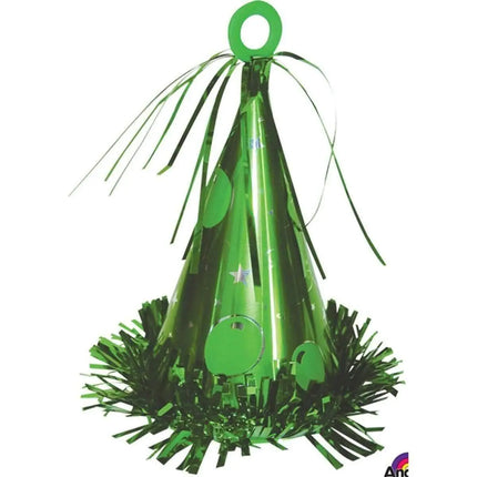 Green Party Hat Balloon Weight - Party Expo