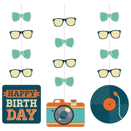 Hipster Birthday Hanging Cutouts - Party Expo