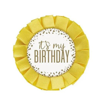 "It's My Birthday" Gold Confetti Birthday Badge Party Expo