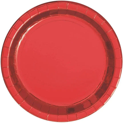 Metallic Red Foil Paper Plates, 7 in. 8ct - Party Expo