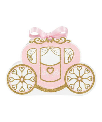 Pink & Gold Princess Carriage Boxes with Glitter - Party Expo