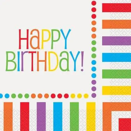 Rainbow Birthday - Birthday Lunch Napkins (16ct) - Party Expo