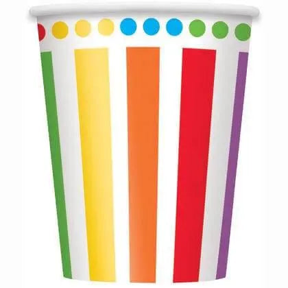 Rainbow Birthday Party - 9oz Paper Cups (8ct) - Party Expo