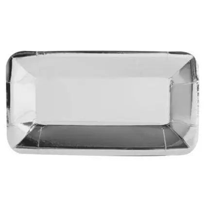 Rectangular Silver Appetizer Plates (8ct) - Party Expo
