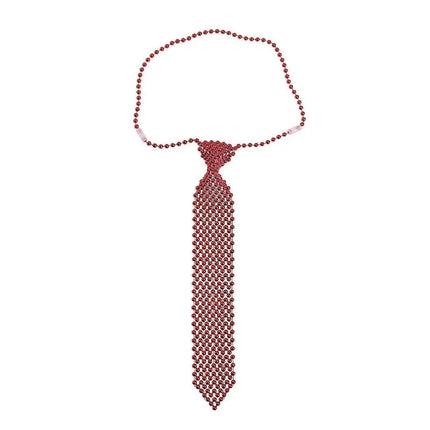 Red Beaded Tie Necklace - Party Expo