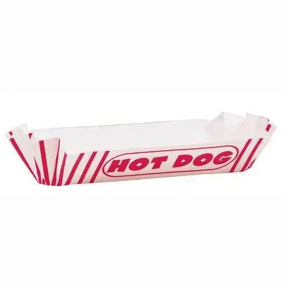 Red Striped Paper Hot Dog Trays (8ct) - Party Expo