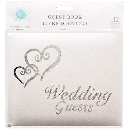 Silver Hearts Wedding Guests Book - Party Expo