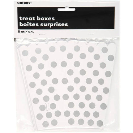 Silver Polka Dot Treat Favor Boxes - Party Expo