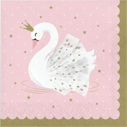 Stylish Swan - Pink Lunch Napkins (16ct) - Party Expo