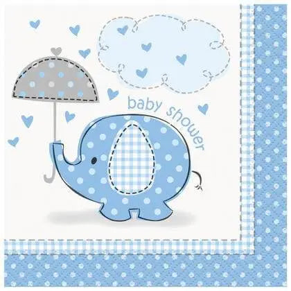 Umbrellaphants - 12ft Blue Beverage Napkins (16ct) - Party Expo