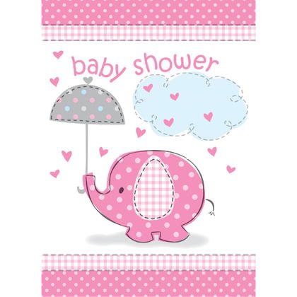 Umbrellaphants - Pink Elephant Baby Shower Invitations - SKU:41674 - UPC:011179416745 - Party Expo