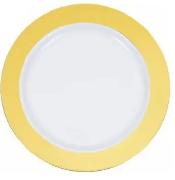 10.25" White Plate with Solid Gold Hot Stamp (8ct) Party Expo