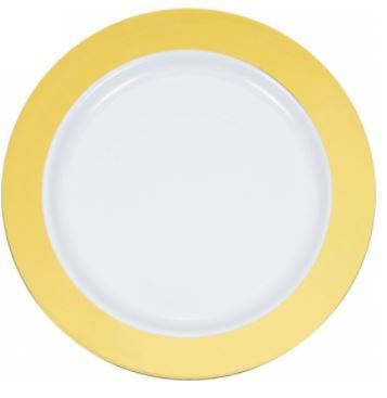 10.25" White Plate With Solid Gold Hot Stamp (8 Count) - SKU:15829 - UPC:655731158294 - Party Expo