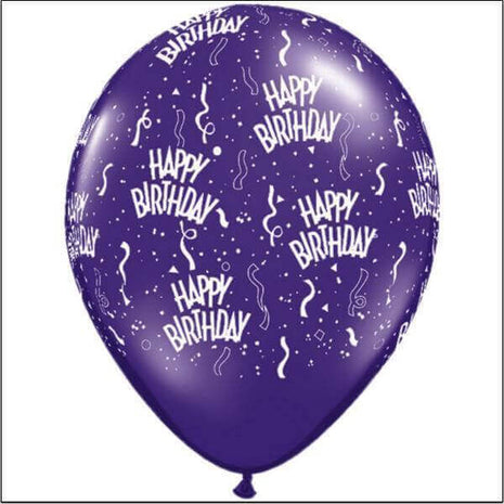 11" Happy Birthday Latex Balloons - Purple - SKU:64487 - UPC:071444123419 - Party Expo