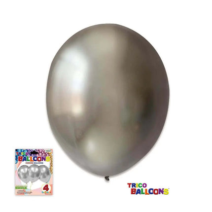 12" Chrome Silver Latex - 4 count Party Expo