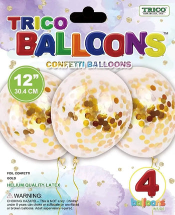 12" Gold Confetti Latex Balloon Party Expo