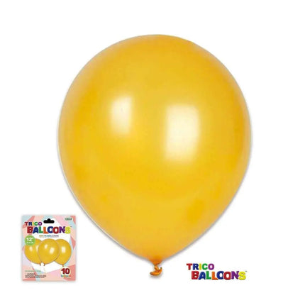 12" Gold Latex Balloon - 10 count Party Expo