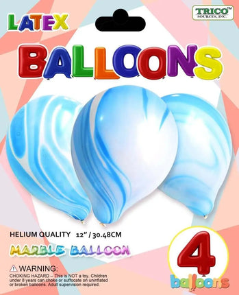 12" Marble Blue Latex - 4 count Party Expo