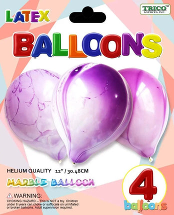 12" Marble Lavender Latex - 4 count Party Expo