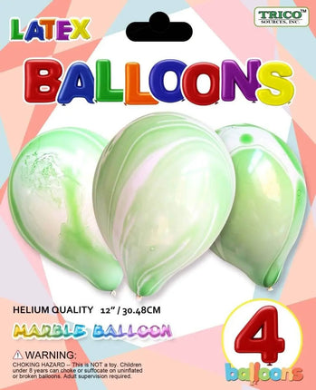 12" Marble Mint Latex - 4 count Party Expo