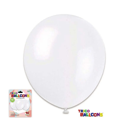 12" White Latex Balloon - 10 count Party Expo