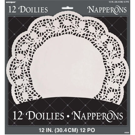 12" White Paper Doilies Party Expo